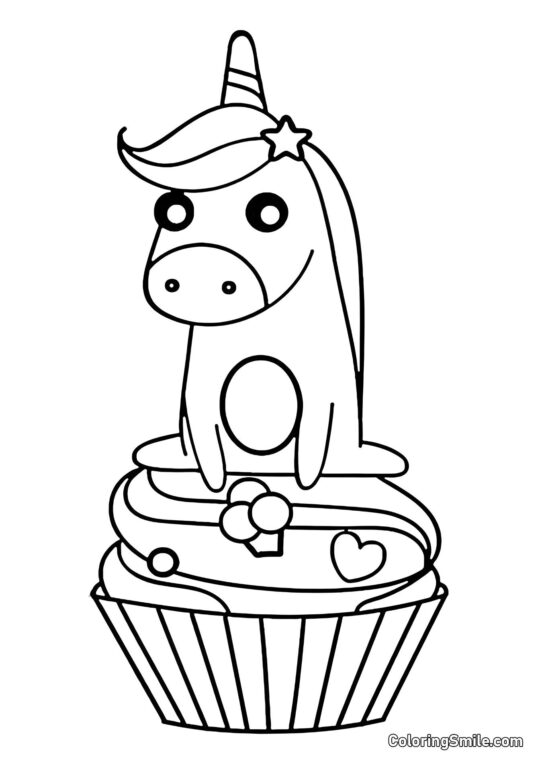 Muffin con unicorno - Pagina da Colorare