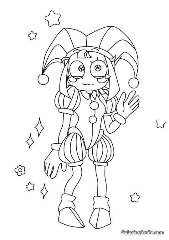 Pomni con una Mano - Pagina da Colorare