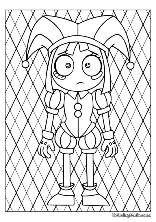 Pomni sullo Sfondo di Rombo - Pagina da Colorare