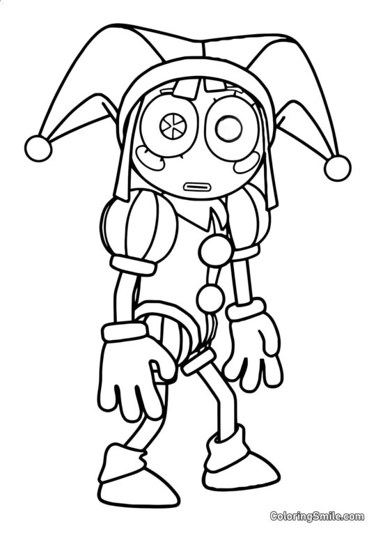 Barzelletta di Pomni dal Cerchio Digitale - Pagina da Colorare