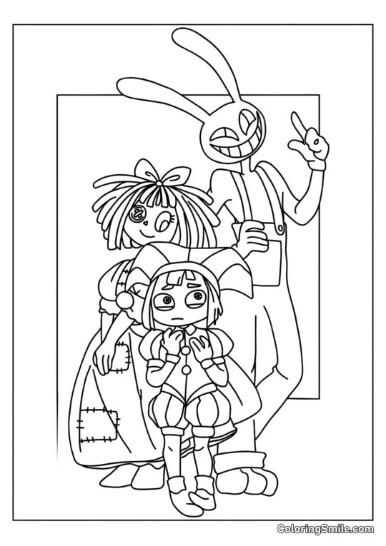 Pomni, Ragata e Jacks - Pagina da Colorare