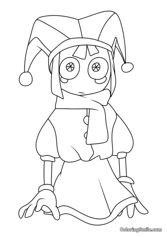 Pomni in Vestito - Pagina da Colorare