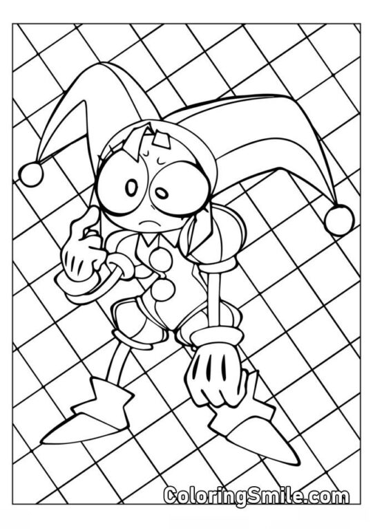 Pomni su uno Sfondo a Quadri - Pagina da Colorare