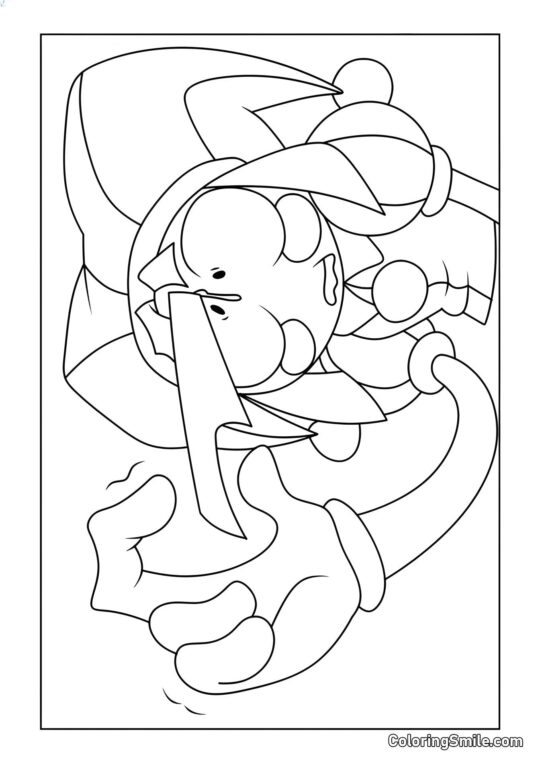 Pomni con un Coltellino in Testa - Pagina da Colorare