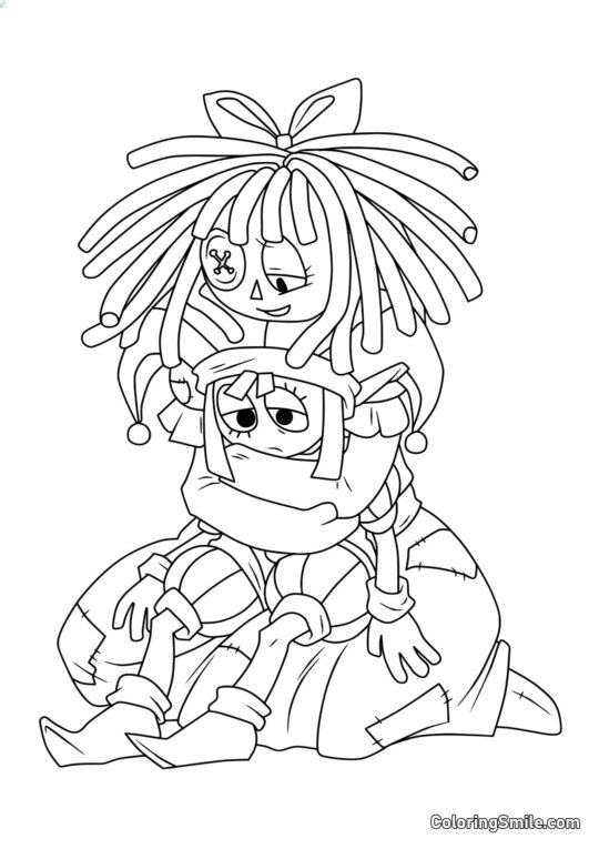 Ragata Abbraccia Pomni - Pagina da Colorare