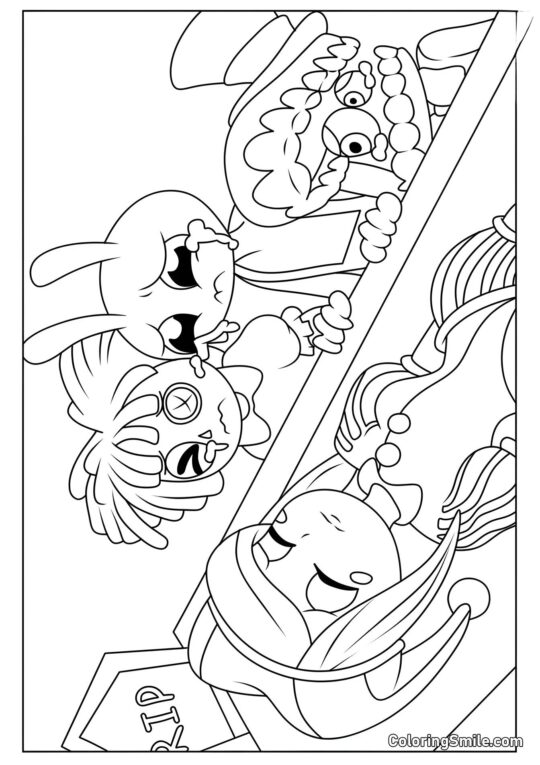 Pomni Poke con il Mondo - Pagina da Colorare