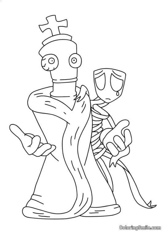 Corallo e Gangl dal Fantastico Cerchio Digitale - Pagina da Colorare