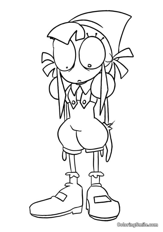 Pomni in un Mantello Rosso - Pagina da Colorare