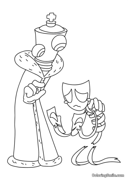 Corallo e Gangl con una Maschera Strappata - Pagina da Colorare