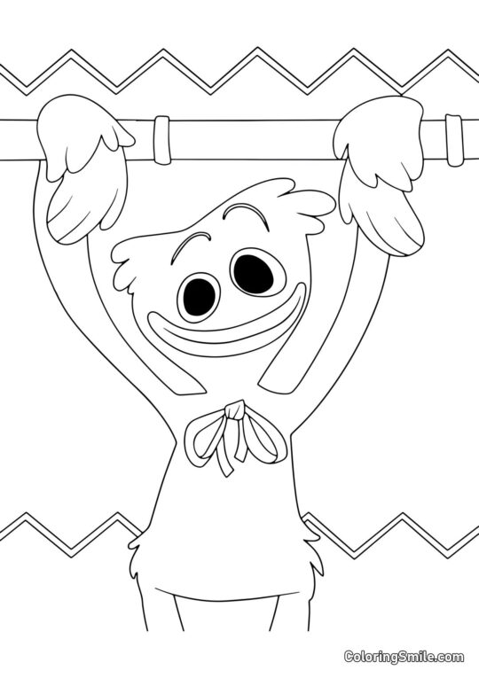 Huggy Wuggy appeso a un tubo Huggy Wuggy appeso a un tubo - Pagina da Colorare