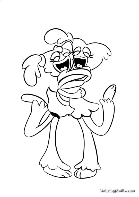 Huggy Wuggy e Kissy Missy che si abbracciano Huggy Wuggy e Kissy Missy che si abbracciano - Pagina da Colorare