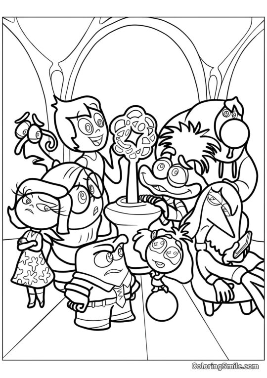 Emozioni Riley accanto alla consapevolezza di sé - Pagina da Colorare