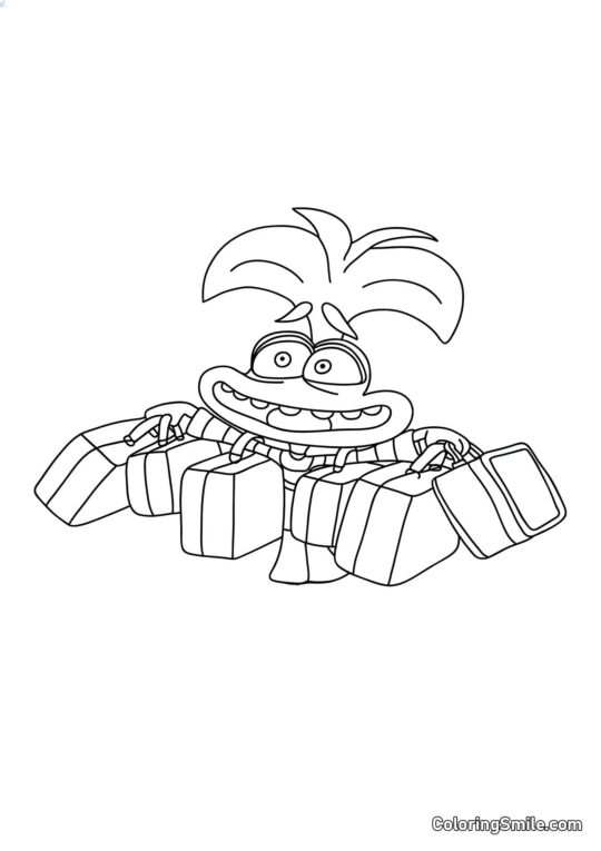 Ansia con valigie - Pagina da Colorare