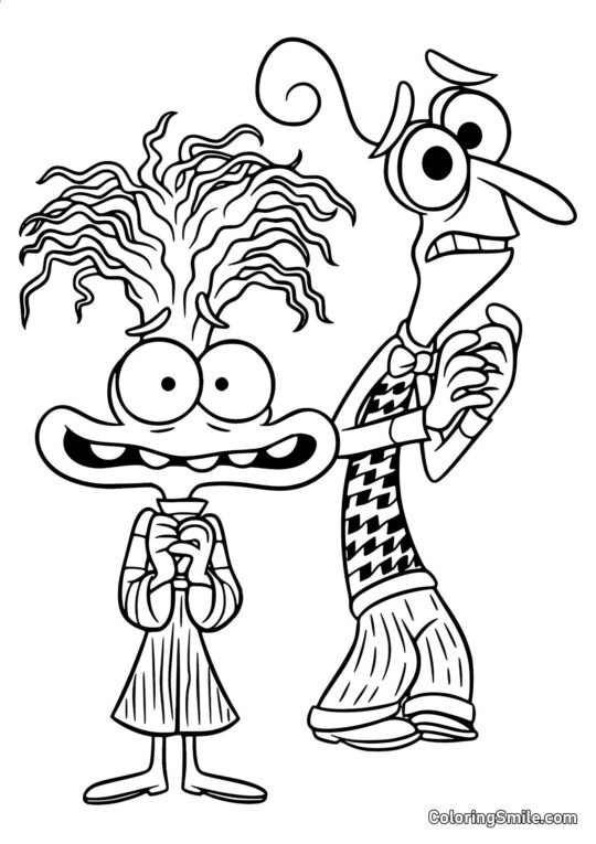 Ansia e Paura da Inside Out 2 - Pagina da Colorare