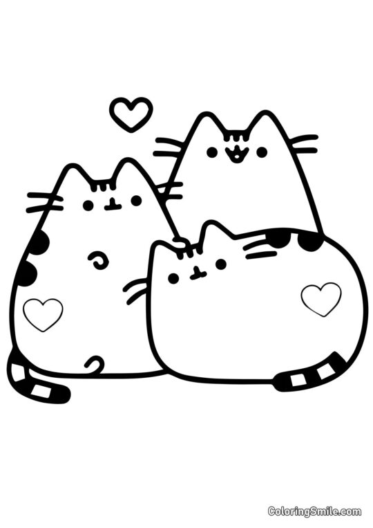 Pusheen il gatto innamorato - Pagina da Colorare