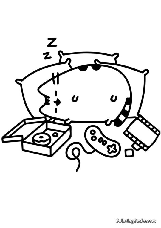 Pusheen il gatto che dorme - Pagina da Colorare