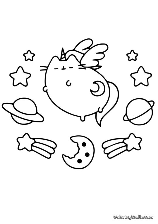 Pusheen il gatto unicorno - Pagina da Colorare