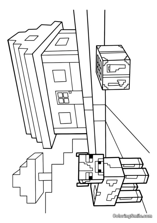 Mucca nella Fattoria di Minecraft Mucca nella Fattoria di Minecraft - Pagina da Colorare