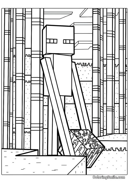 Enderman Che Porta un Blocco Enderman Che Porta un Blocco - Pagina da Colorare