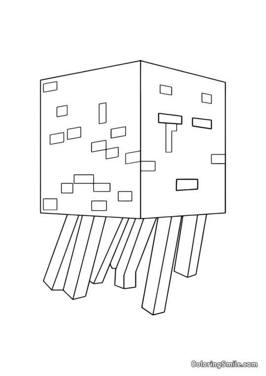 Ghast Ostile di Minecraft Ghast Ostile di Minecraft - Pagina da Colorare