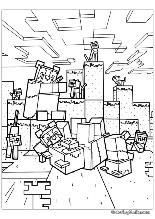 Panda e Gattini di Minecraft Panda e Gattini di Minecraft - Pagina da Colorare