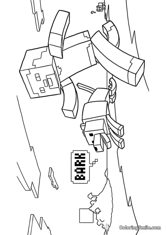 Steve con Cane Steve con Cane - Pagina da Colorare