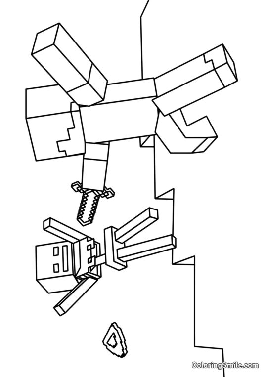 Steve e Scheletro Steve e Scheletro - Pagina da Colorare