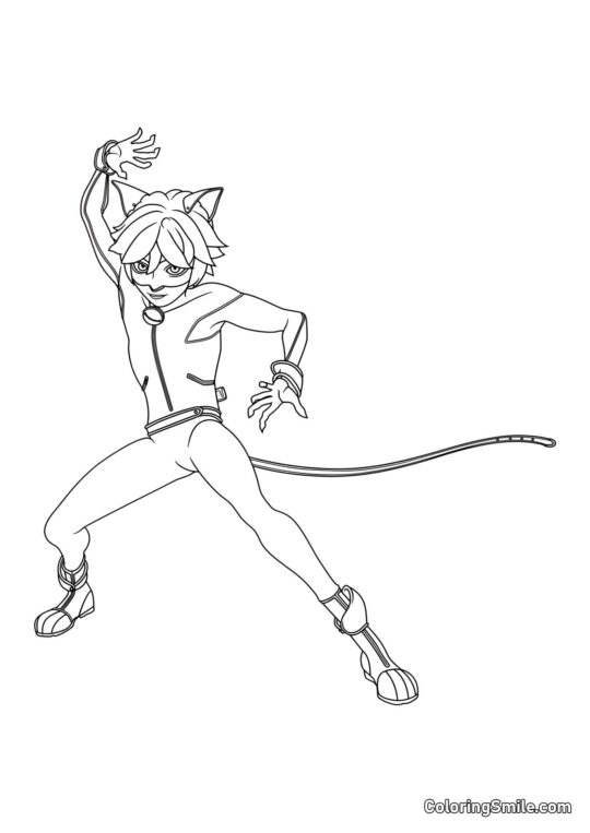 Cat Noir Che Usa Cataclisma Cat Noir Che Usa Cataclisma - Pagina da Colorare