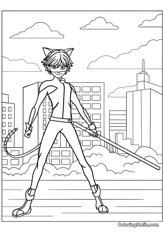 Cat Noir Sorridente Cat Noir Sorridente - Pagina da Colorare