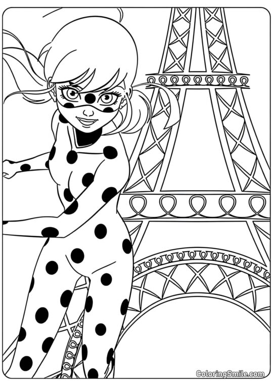 Coccinella e la Torre Eiffel Coccinella e la Torre Eiffel - Pagina da Colorare