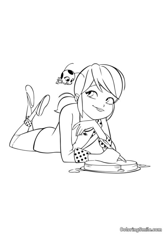 Coccinella Che Scrive nel Diario Coccinella Che Scrive nel Diario - Pagina da Colorare