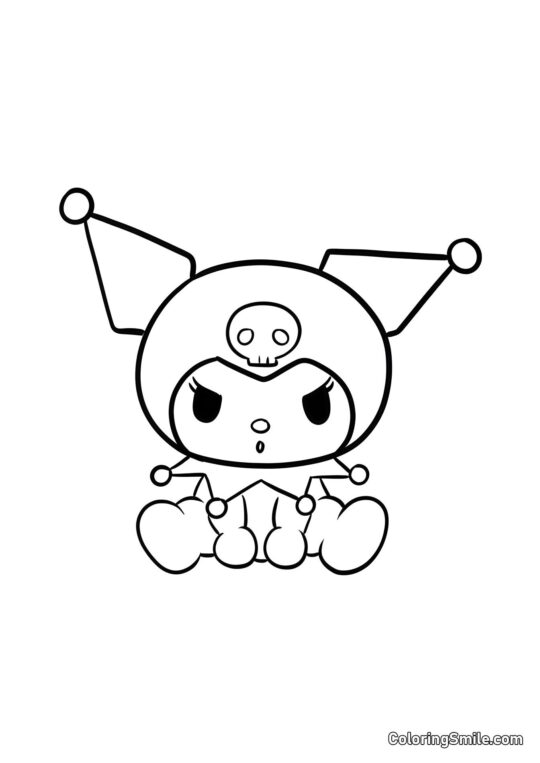 Kuromi seduta - Pagina da Colorare