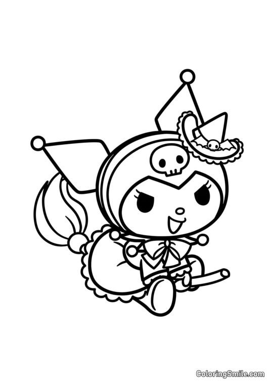 Kuromi in costume da strega - Pagina da Colorare