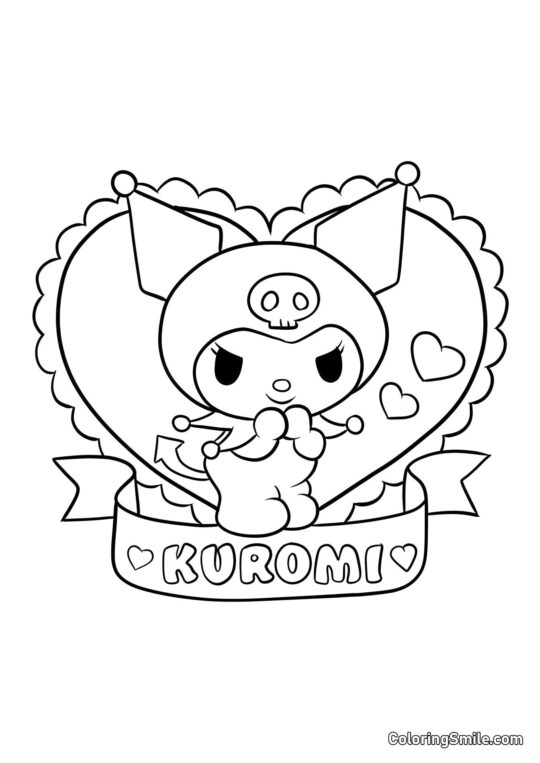 Kuromi di San Valentino - Pagina da Colorare