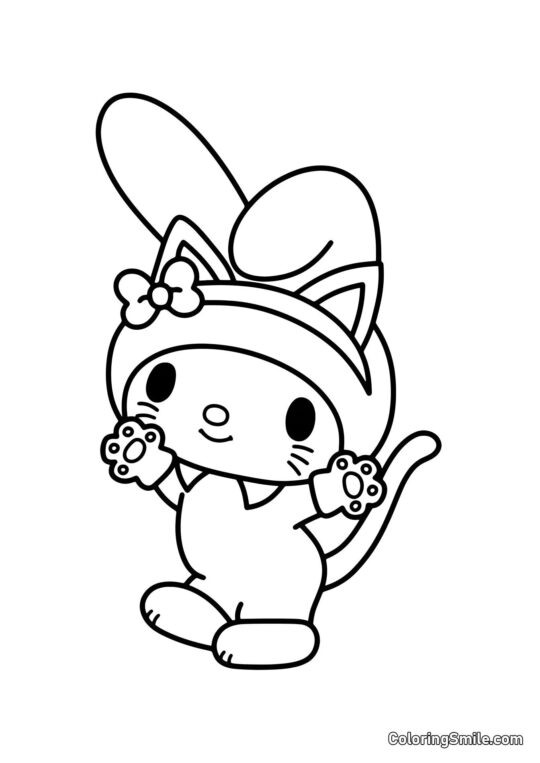 My Melody in costume da gatto - Pagina da Colorare