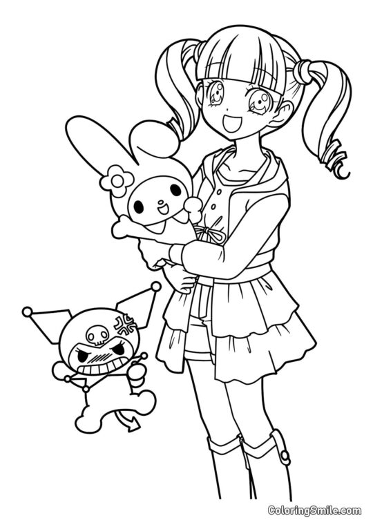 My Melody, Kuromi e Uta Yumeno - Pagina da Colorare