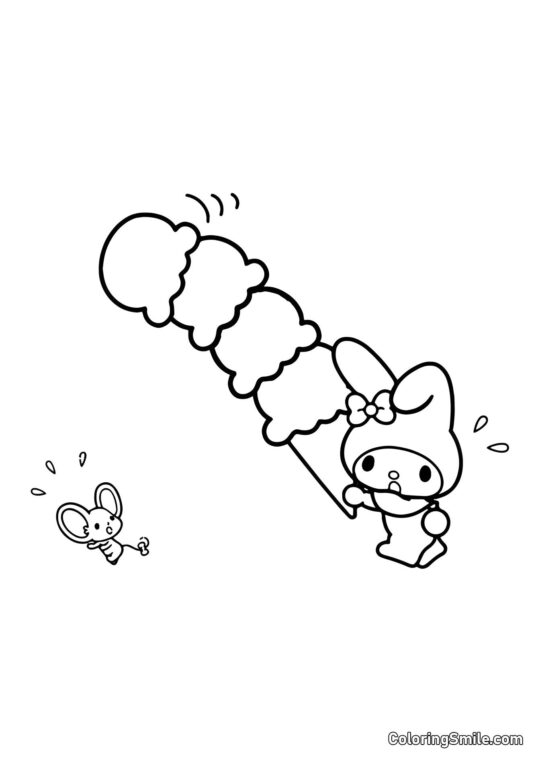 My Melody con grande gelato - Pagina da Colorare
