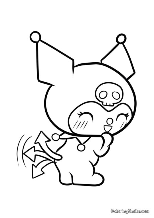 Kuromi che scodinzola - Pagina da Colorare