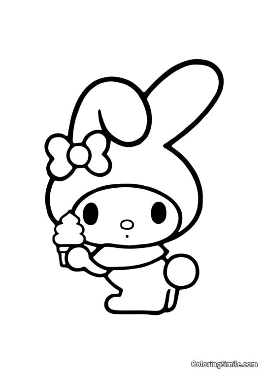 My Melody con gelato - Pagina da Colorare