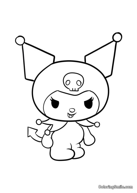 Kuromi che sorride - Pagina da Colorare