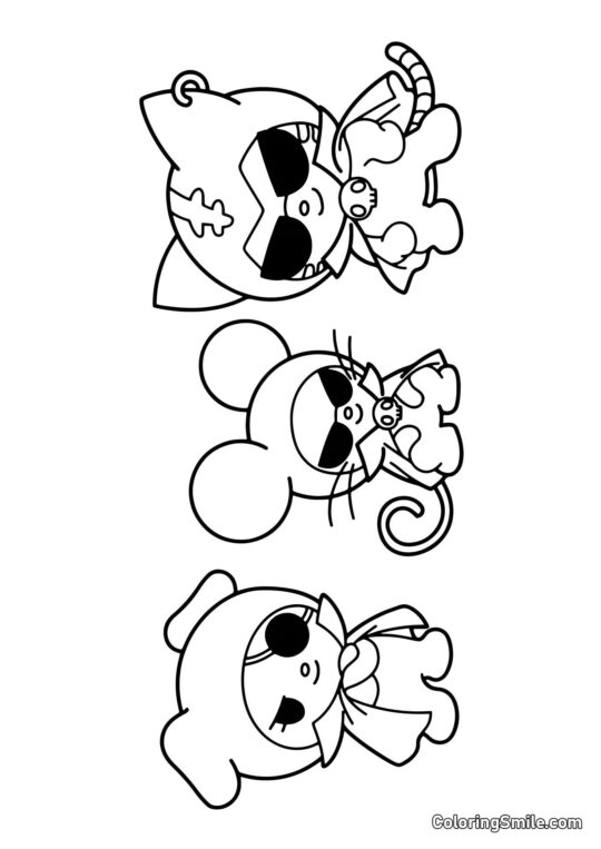 Wanmi, Chumi e Nyanni dalla gang di Kuromi - Pagina da Colorare