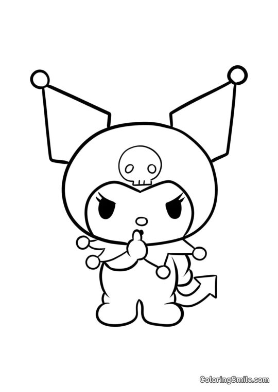 Kuromi che chiede silenzio - Pagina da Colorare