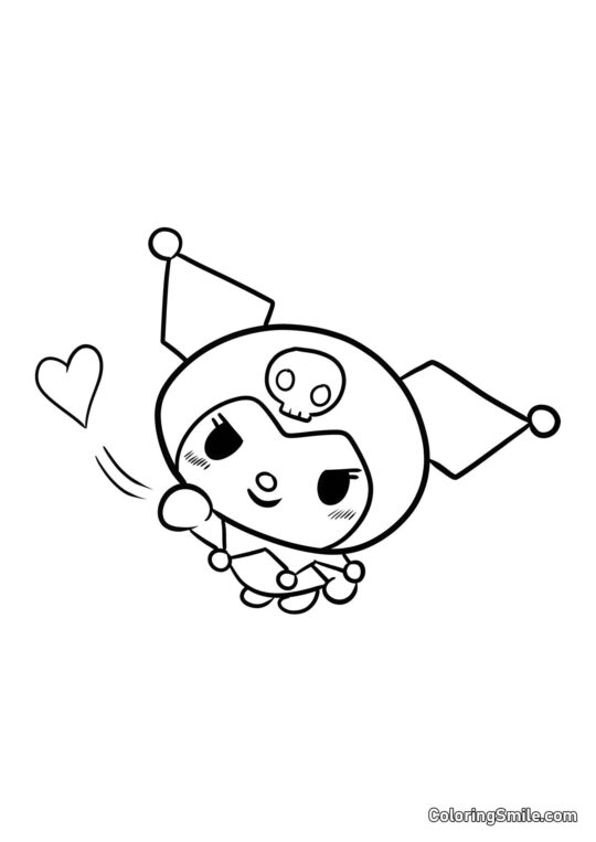 Kuromi che manda un bacio - Pagina da Colorare