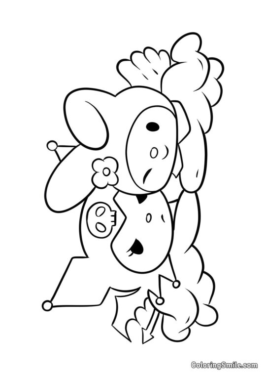 My Melody angelo che abbraccia Kuromi diavolo - Pagina da Colorare