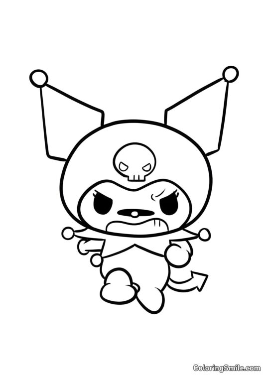 Coniglio Kuromi arrabbiato - Pagina da Colorare