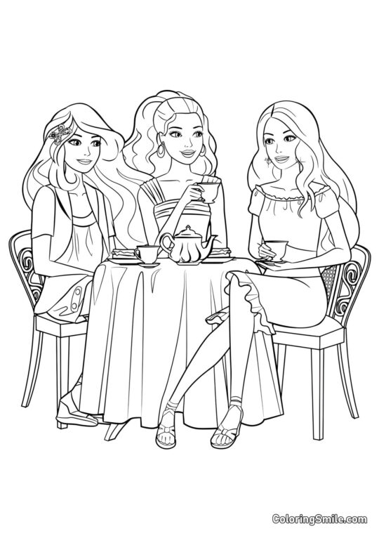 Tea party con Barbie Tea party con Barbie - Pagina da Colorare