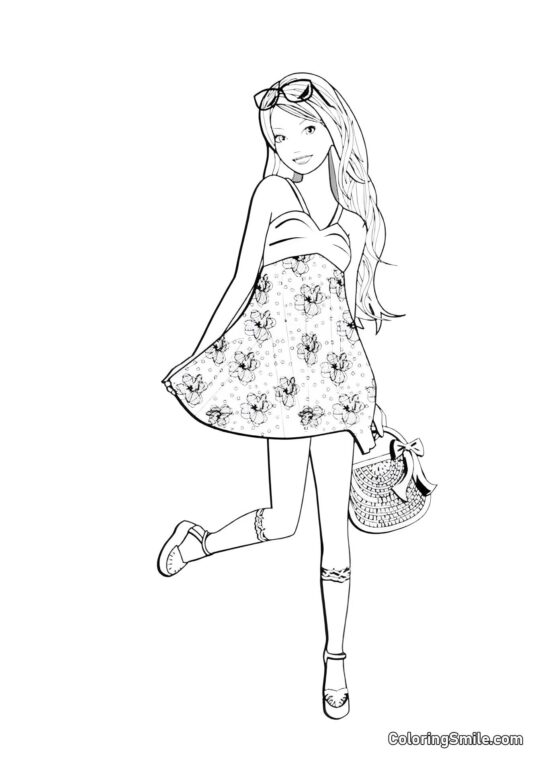 Barbie che si prepara per la spiaggia Barbie che si prepara per la spiaggia - Pagina da Colorare