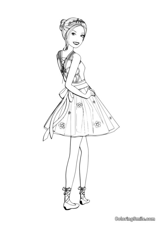 Barbie in un vestito corto Barbie in un vestito corto - Pagina da Colorare