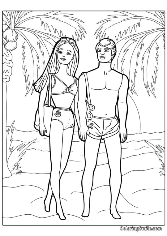 Barbie e Ken in estate Barbie e Ken in estate - Pagina da Colorare