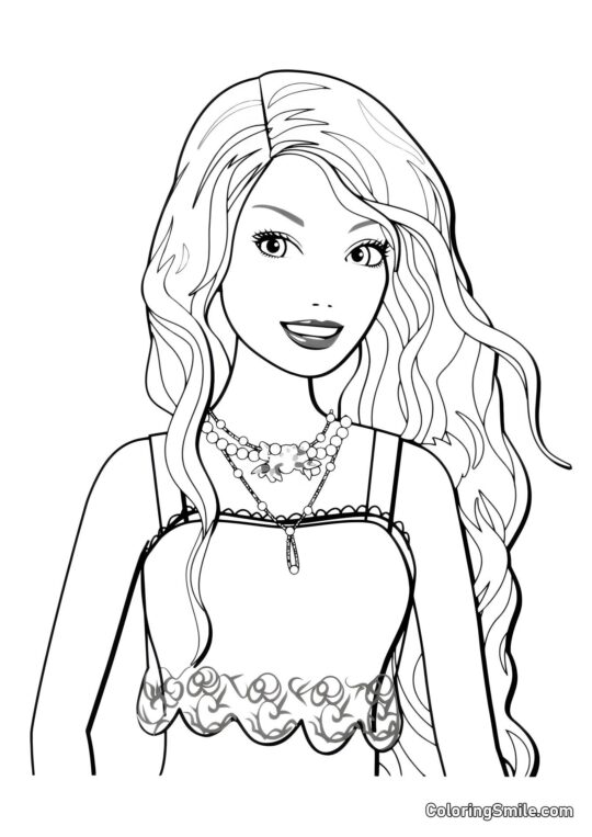 Barbie ha arricciato i capelli Barbie ha arricciato i capelli - Pagina da Colorare